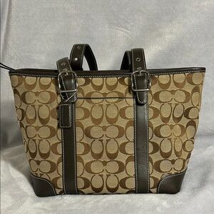 COACH 6042 Brown Canvas and Leather Monogram Tote Bag Vintage (07/2005)